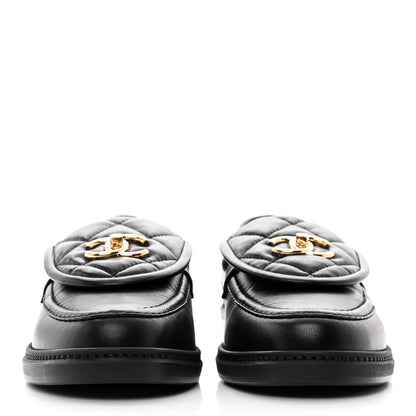 Chanel Lambskin Quilted CC Turnlock Loafers 39 Black 2 of 9