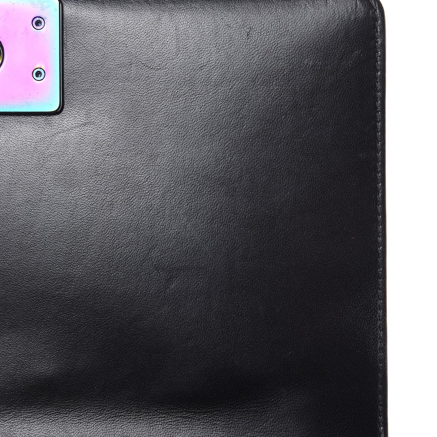 Lambskin LED Iridescent Metal Medium Boy Flap Black Multicolor