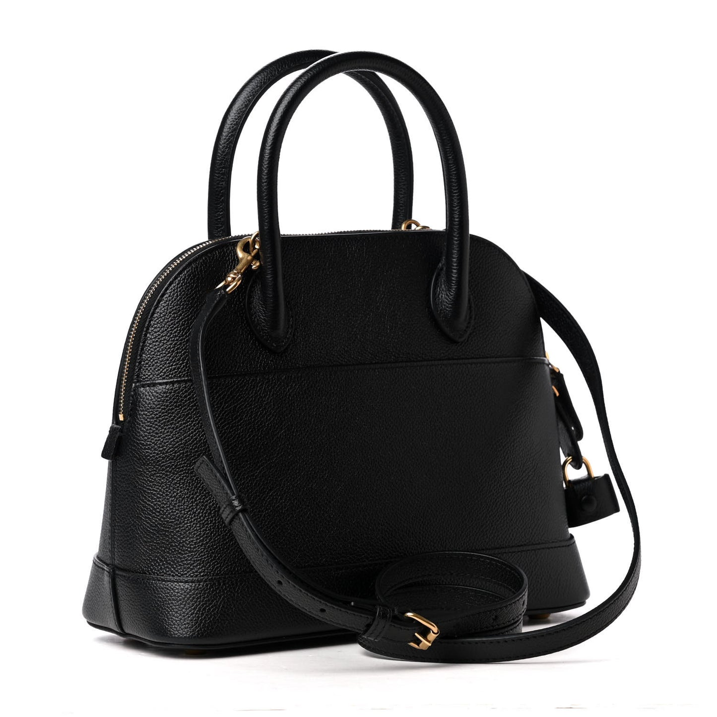 Grained Calfskin Logo S Ville Top Handle Bag Black White