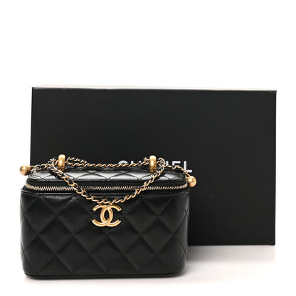 Chanel Calfskin Quilted Perfect Fit Vanity Case With Chain Black 11 of 12