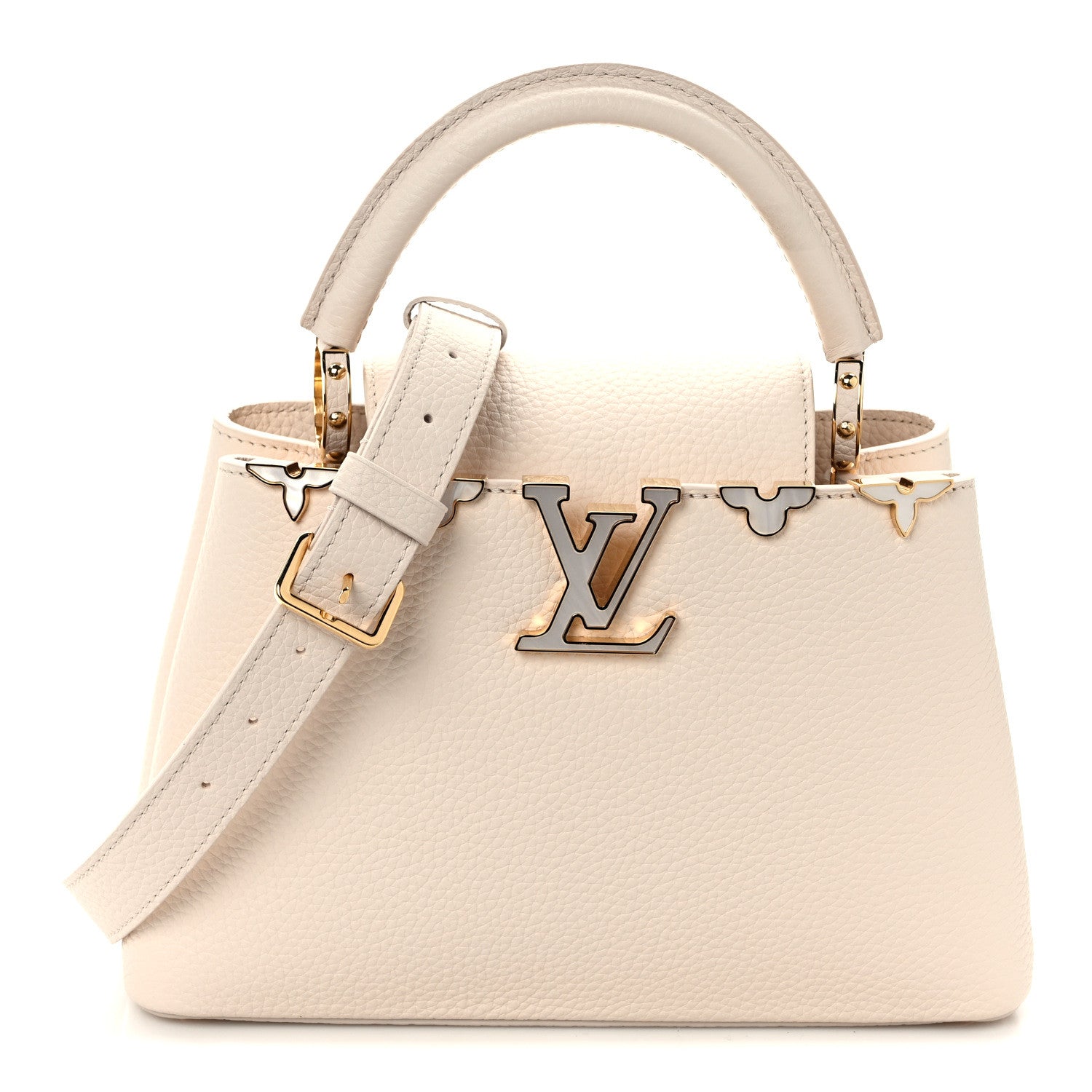 Louis Vuitton Taurillon Mother of Pearl Flowers Capucines BB Creme Nacre 1 of 11