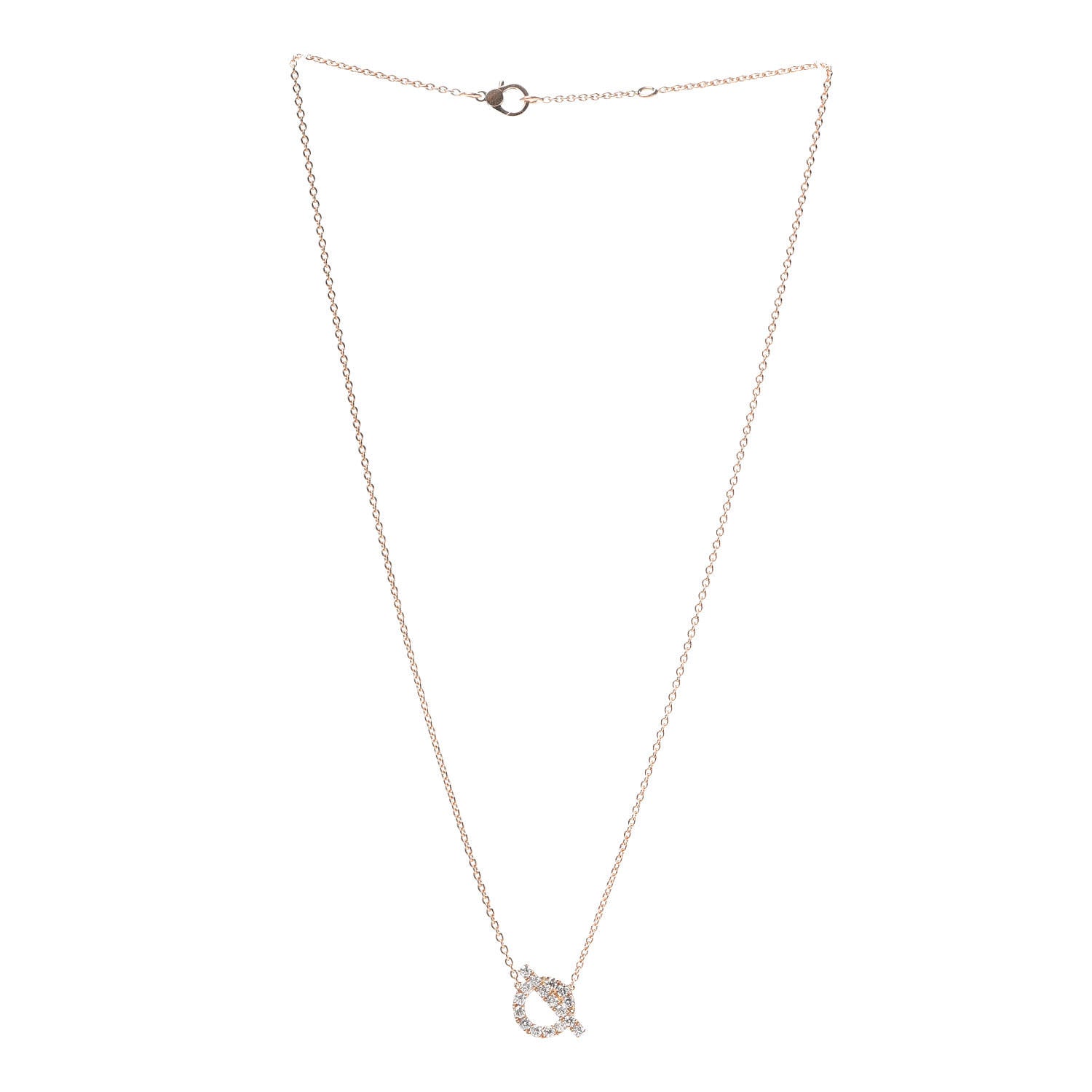 Hermes 18K Rose Gold Diamond Finesse Pendant Necklace 3 of 6