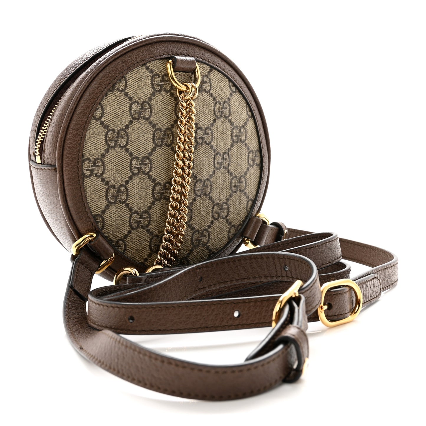 GG Supreme Monogram Web Mini Ophidia Round Backpack Brown