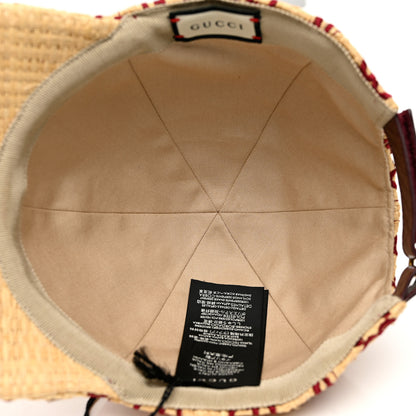 Gucci Raffia GG Monogram Elaphe Embroidered Aisha Baseball Hat M Ivory Bordeaux 7 of 11