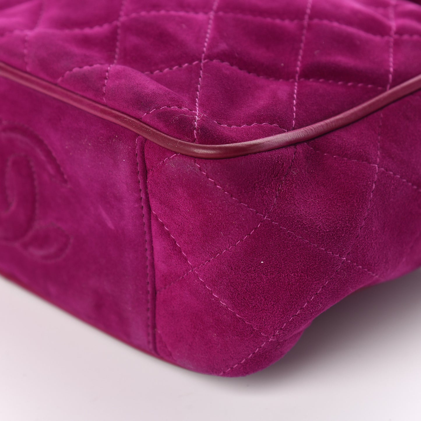 Suede Quilted CC Camera Crossbody Purple