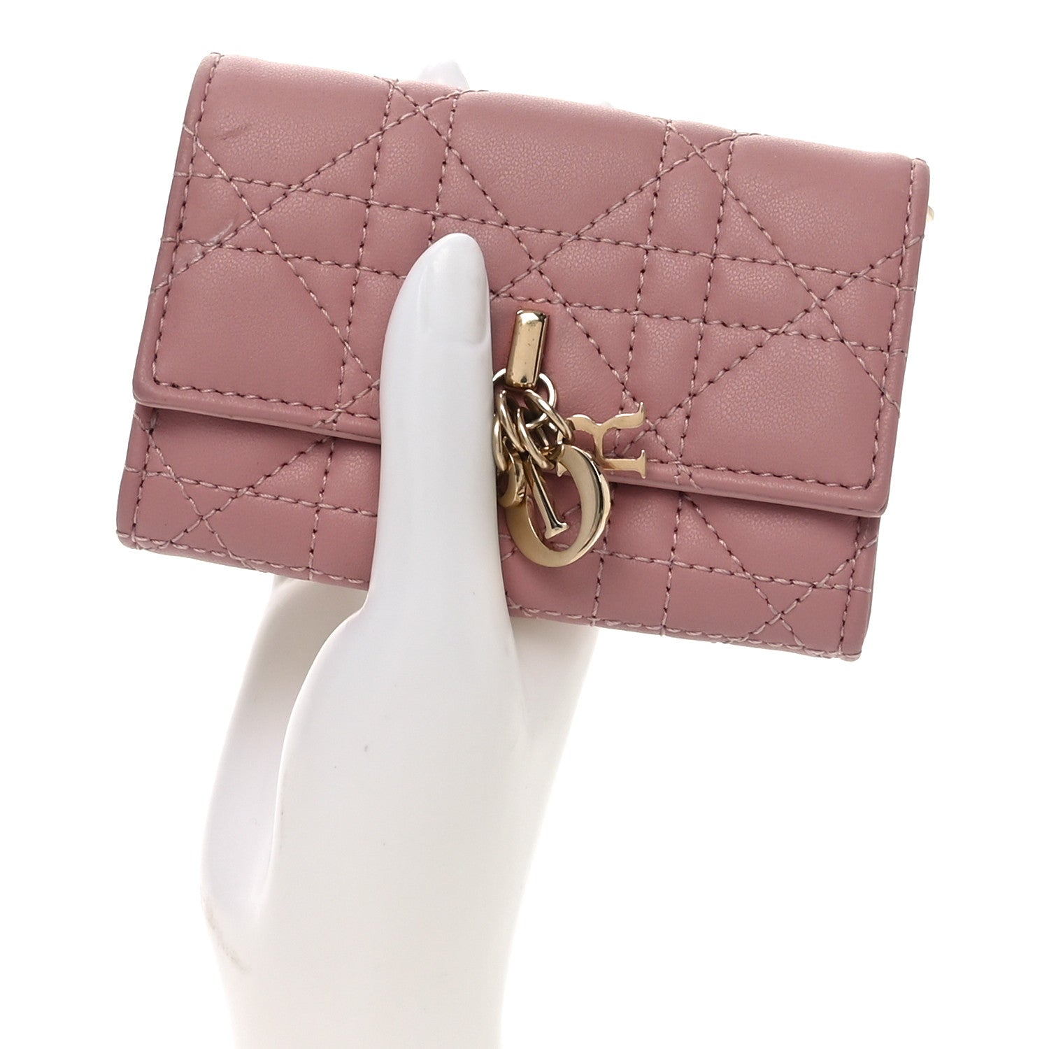 Christian Dior Lambskin Cannage Miss Dior Glycine Wallet Pink 2 of 7