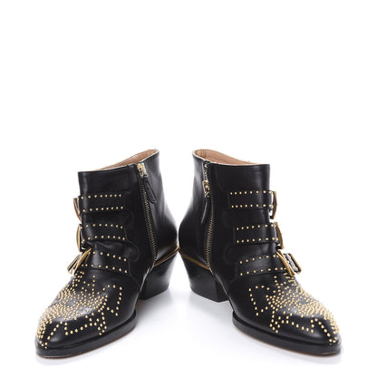 Chloe Nappa Sheepskin Studded Susanna Ankle Boots 35 Black Gold 5 of 15