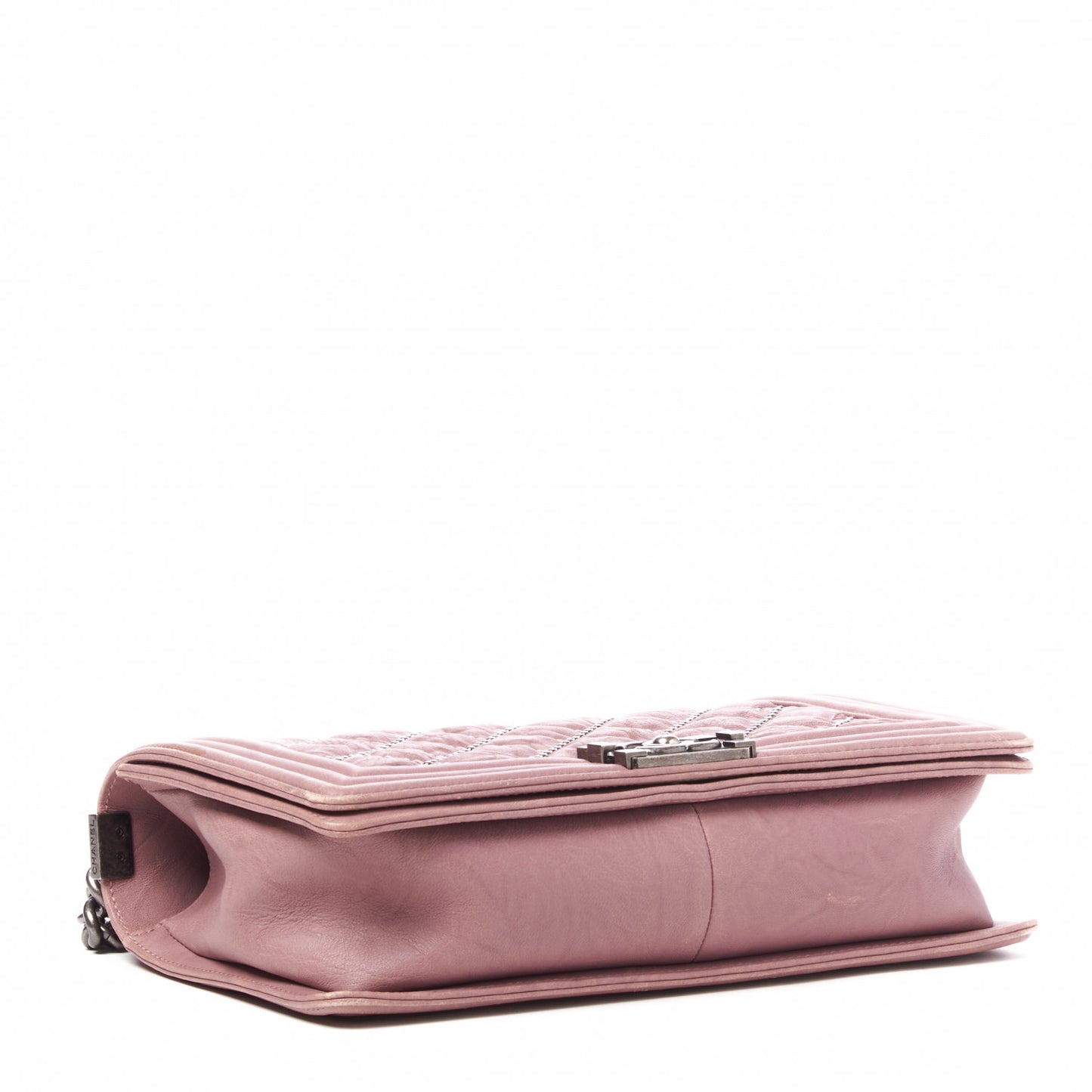 Crumpled Lambskin New Medium Studded Boy Flap Dark Pink