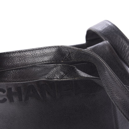 Chanel Caviar Embroidered Logo Shoulder Bag Black 13 of 13