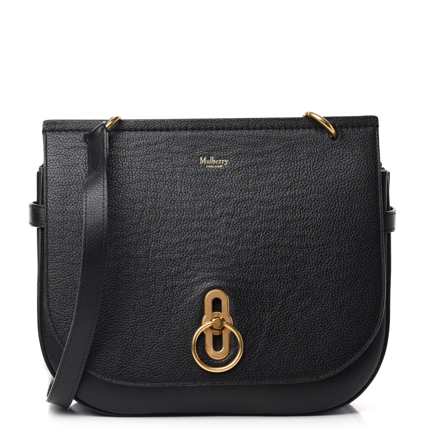 Small Classic Grain Calfskin Amberley Satchel Black