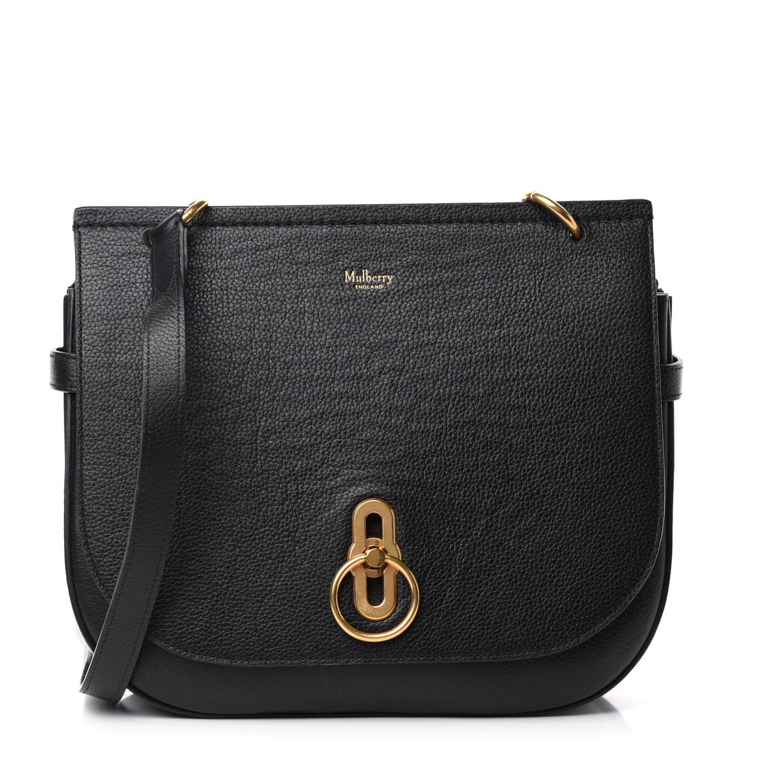 Mulberry Small Classic Grain Calfskin Amberley Satchel Black 1 of 9