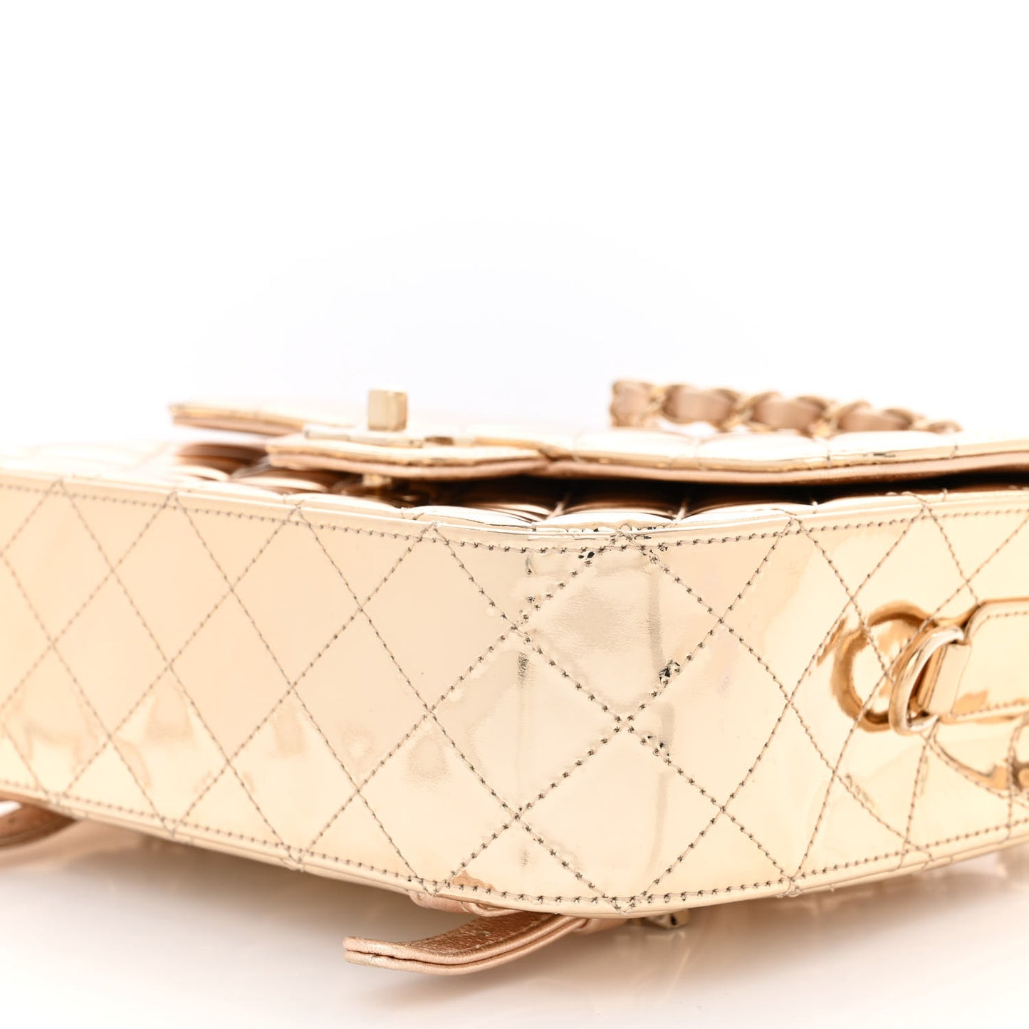 Mirror Calfskin Metallic Calfskin Quilted Hollywood Boulevard Backpack With Coin Purse Gold