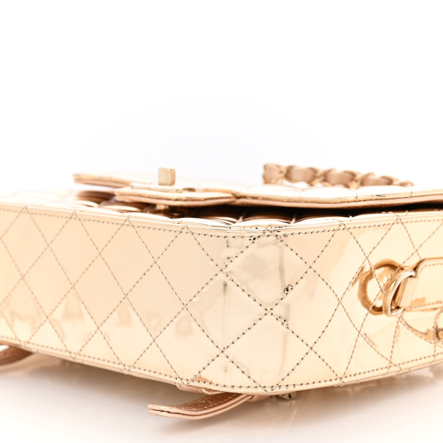 Chanel Mirror Calfskin Metallic Calfskin Quilted Hollywood Boulevard Backpack With Coin Purse Gold 10 of 11