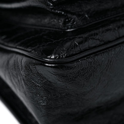 Saint Laurent Crinkled Calfskin Matelasse Monogram Medium Niki Chain Satchel Black 12 of 13