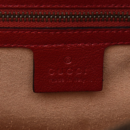 Gucci Vintage Effect Calfskin Matelasse Diagonal Small Torchon GG Marmont Bamboo Top Handle Shoulder Bag Black Romantic Cherry 6 of 9
