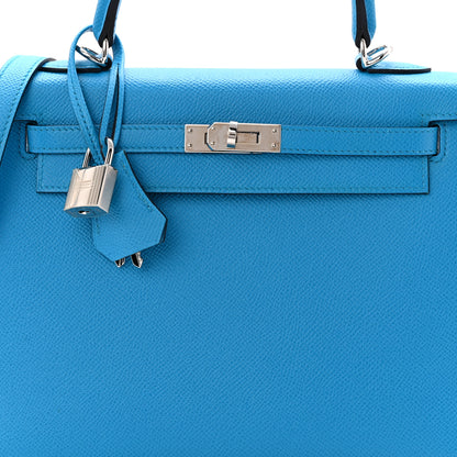 Hermes Epsom Kelly Sellier 25 Bleu Frida 8 of 11