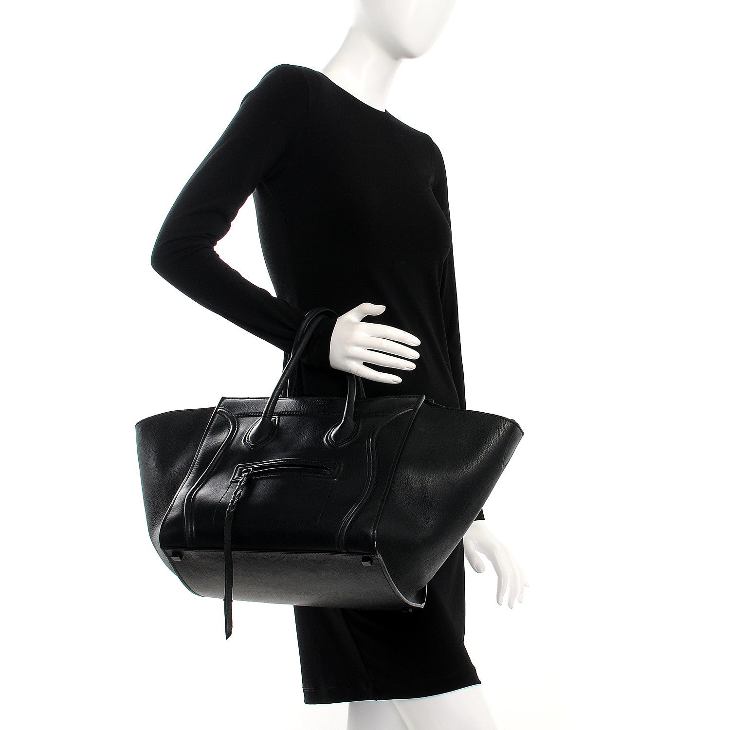 Celine Supple Calfskin Medium Phantom Luggage Black 2 of 8
