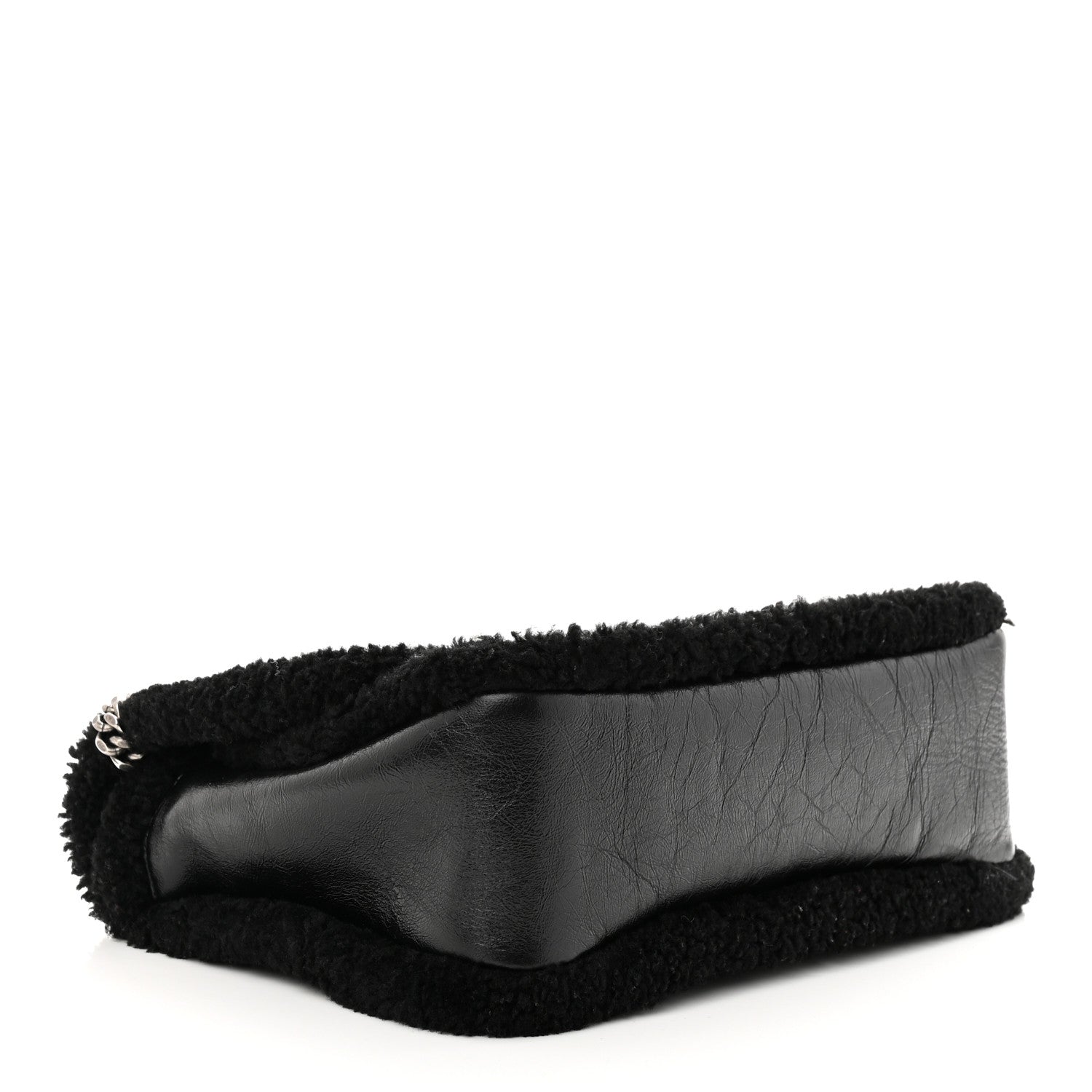 Saint Laurent Crinkled Calfskin Shearling Monogram Medium Niki Chain Satchel Black 4 of 11