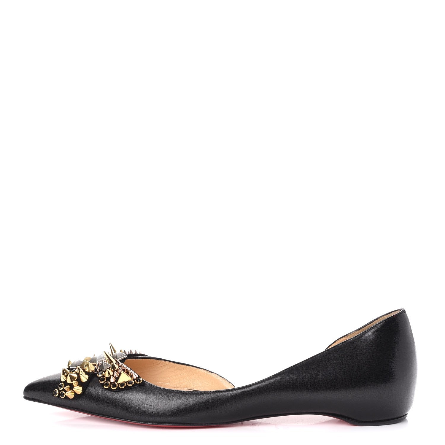 Christian Louboutin Nappa Farfaclou Spike Flats 39.5 Black 1 of 8