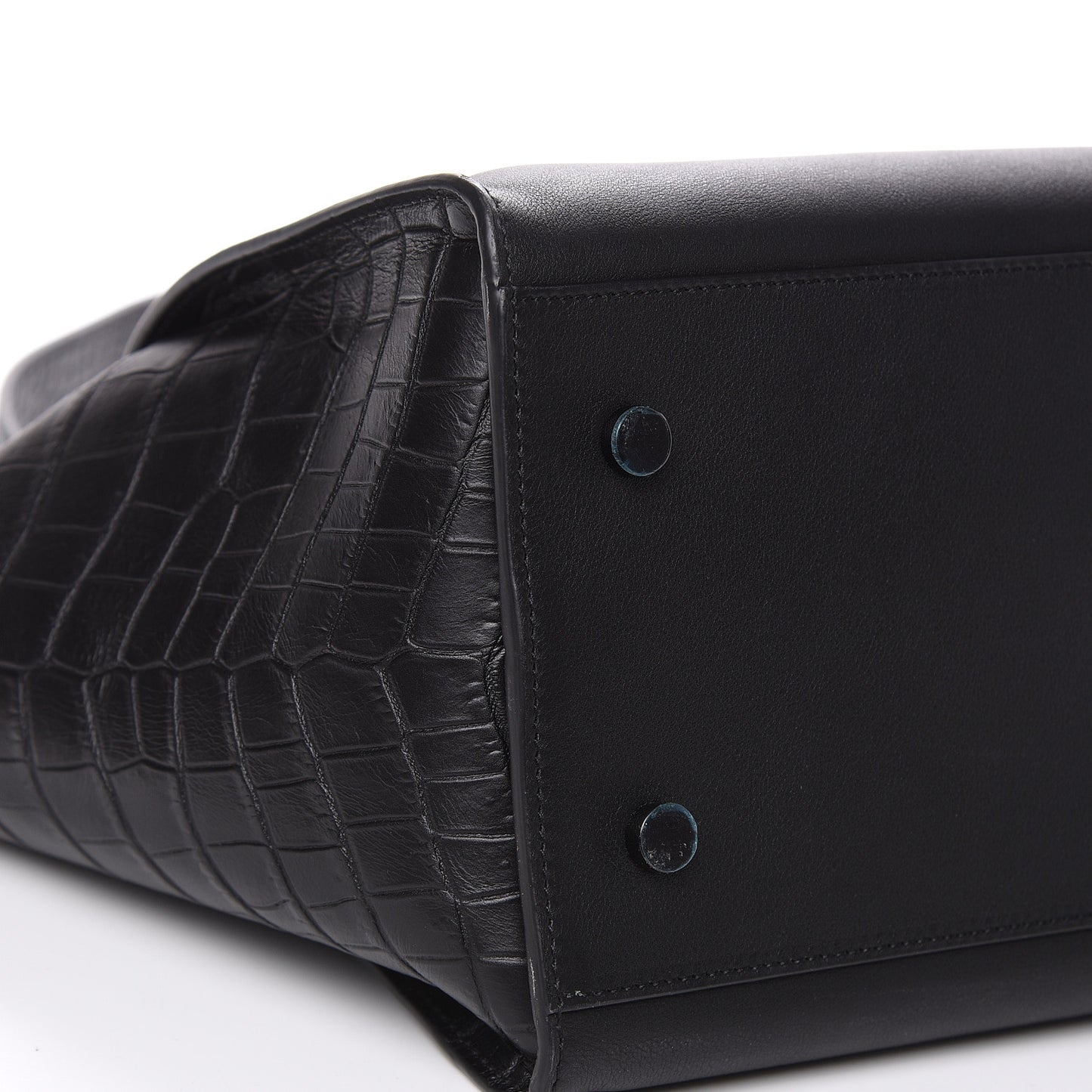 Smooth Calfskin Crocodile Embossed Small Monogram Downtown Cabas Black