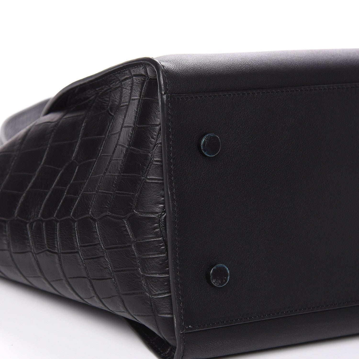 Saint Laurent Smooth Calfskin Crocodile Embossed Small Monogram Downtown Cabas Black 7 of 8