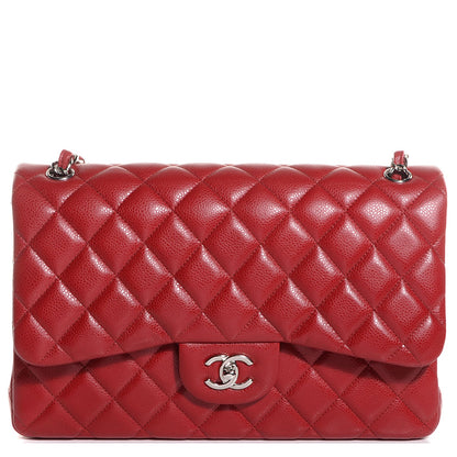 Chanel Caviar Quilted Jumbo Double Flap Red 1 of 9