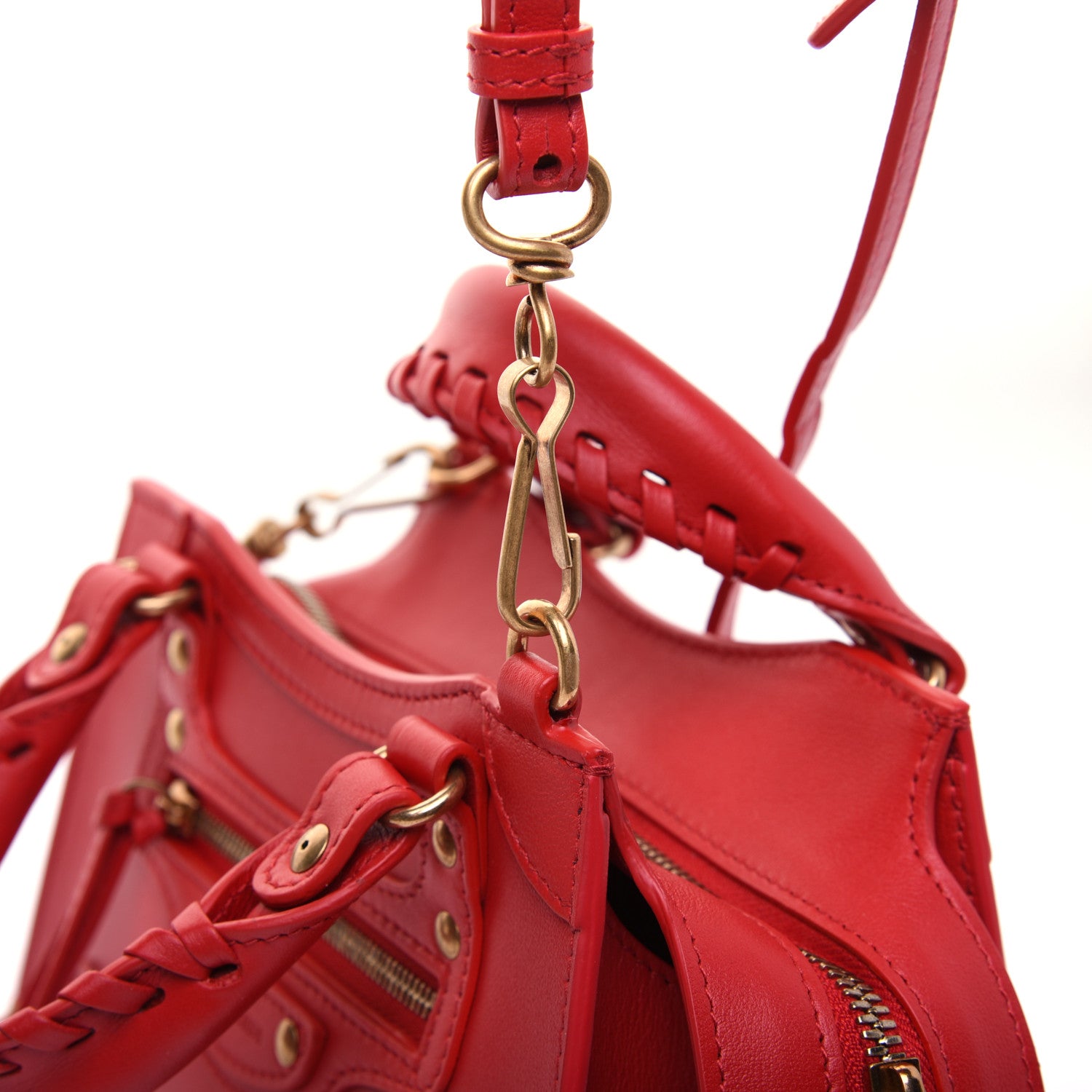 Balenciaga Smooth Calfskin Neo Classic Brass Hardware Mini City Red 11 of 17