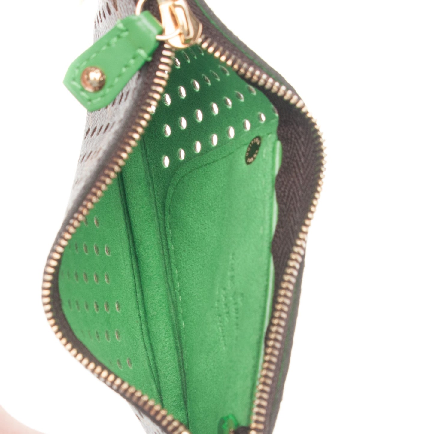 Monogram Perforated Key Pouch Green