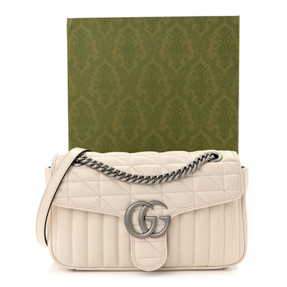Gucci Calfskin Matelasse Aria Small GG Marmont Shoulder Bag Mystic White 11 of 11