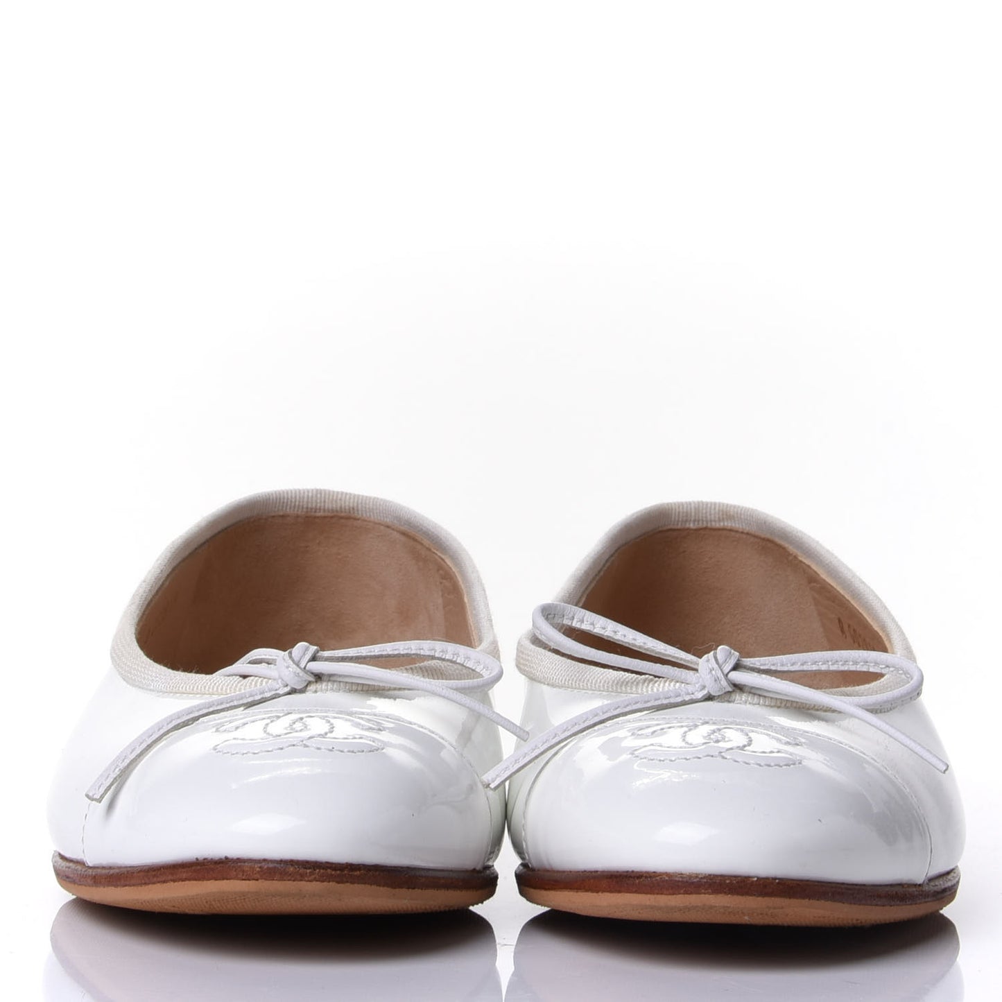 Calfskin Cap Toe Ballerina Flats 36 White