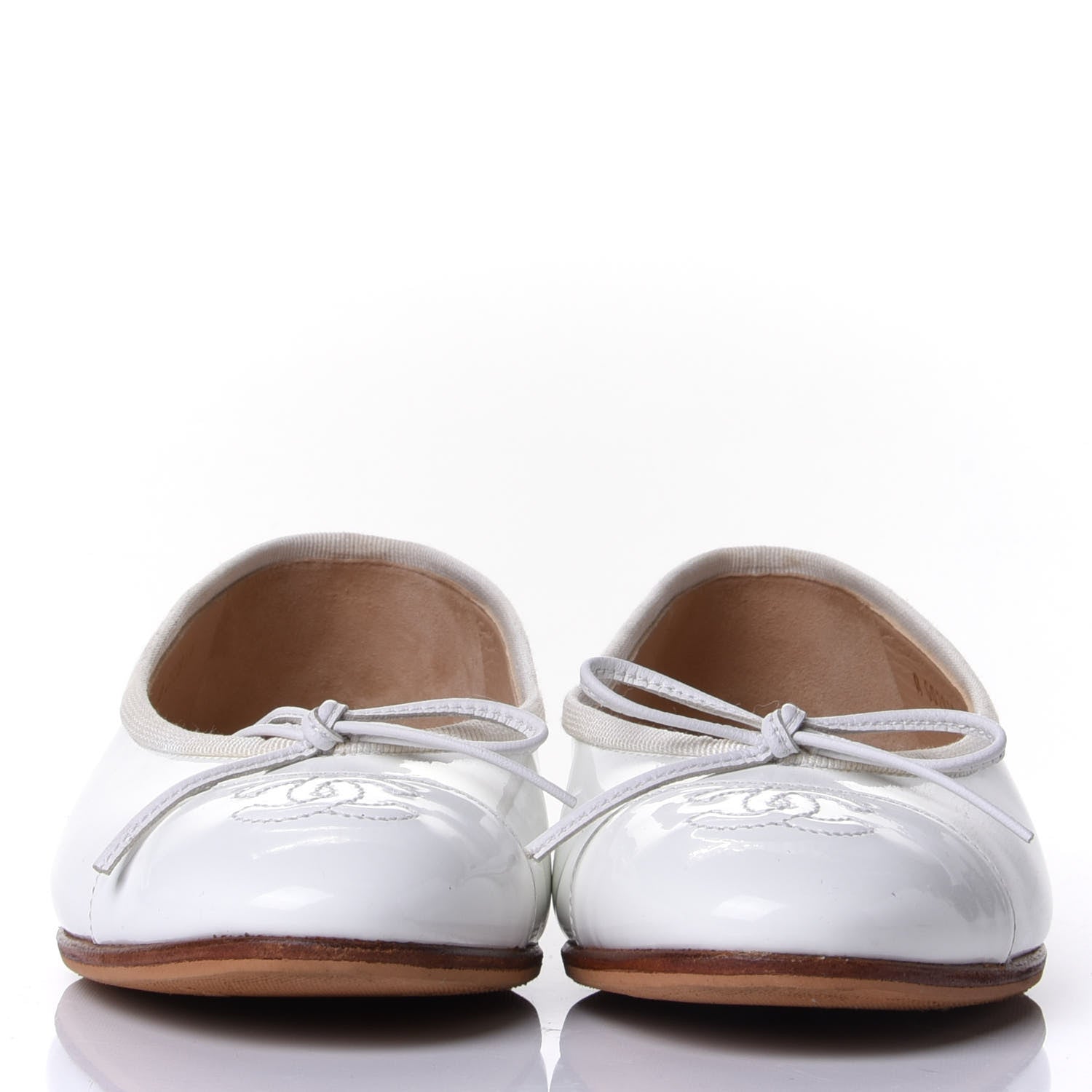 Chanel Calfskin Cap Toe Ballerina Flats 36 White 2 of 8