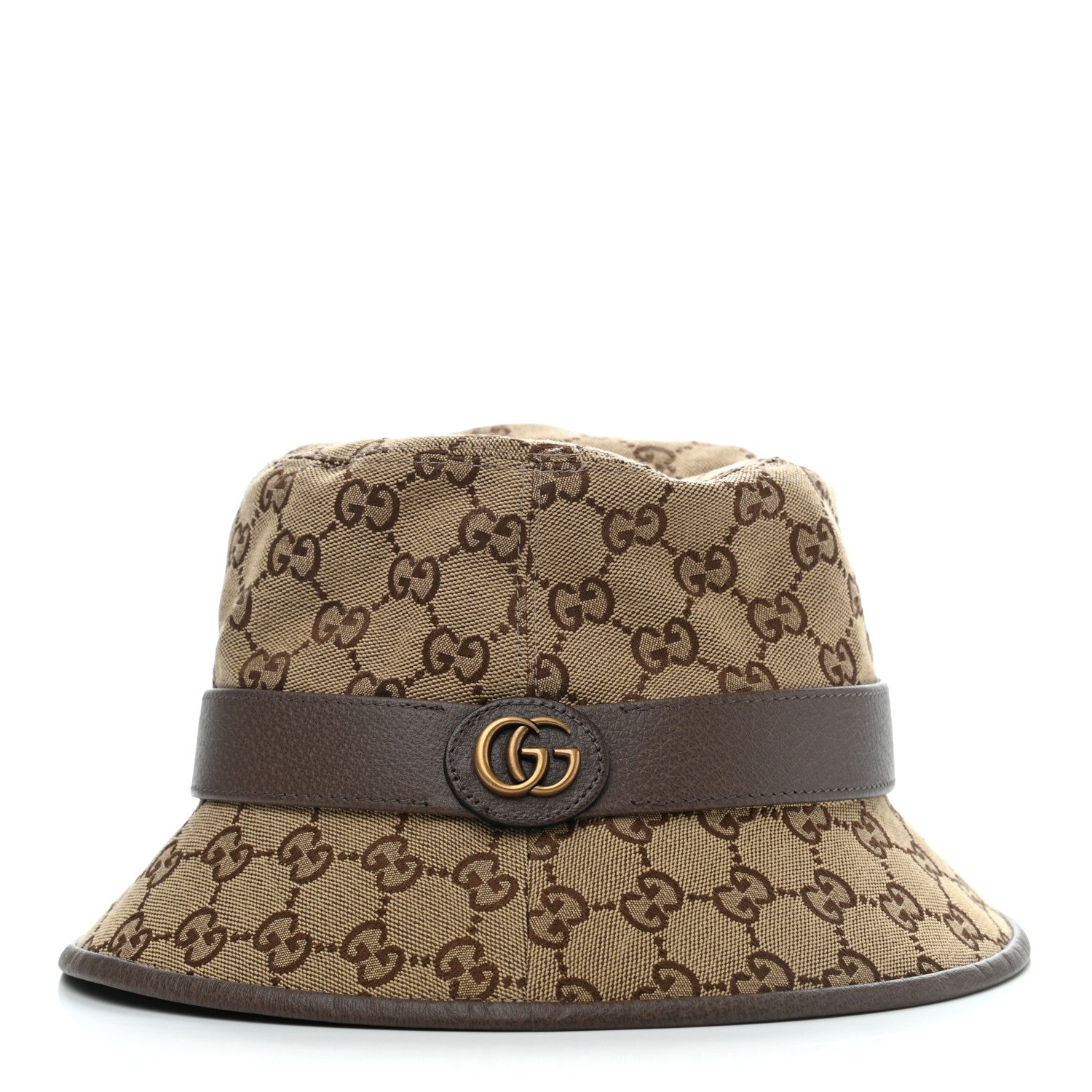 Gucci Monogram Textured Dollar Calfskin GG Jago Bucket Hat M Cacao Beige 2 of 6