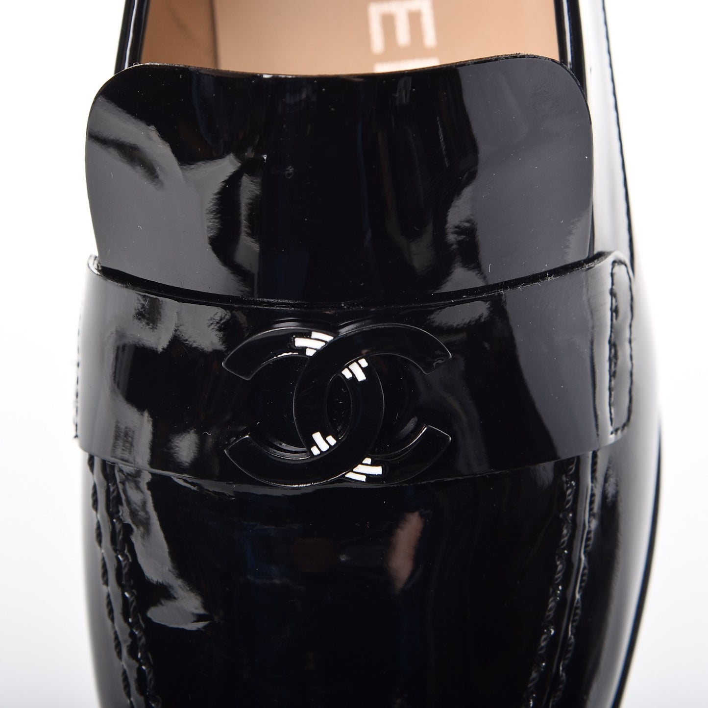 Patent Calfskin CC Loafers 36 Black