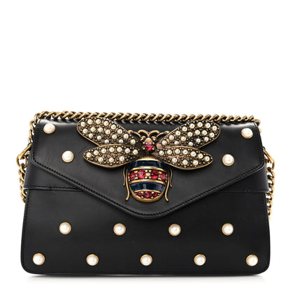 Gucci Nappa Pearl Studded Mini Queen Margaret Broadway Shoulder Bag Black 1 of 11