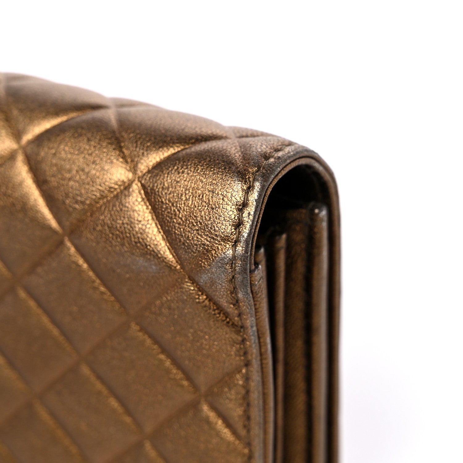 Chanel Metallic Lambskin Quilted Large Diamond CC Flap Wallet Dark Bronze 13 of 15