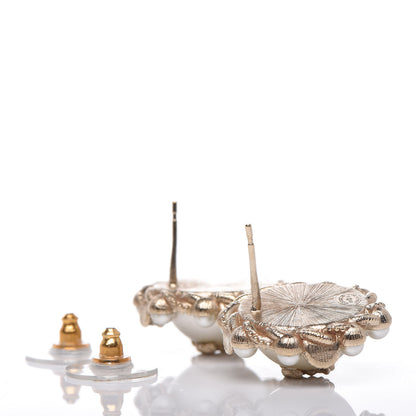 Chanel Pearl Crystal CC Earrings Gold 4 of 4