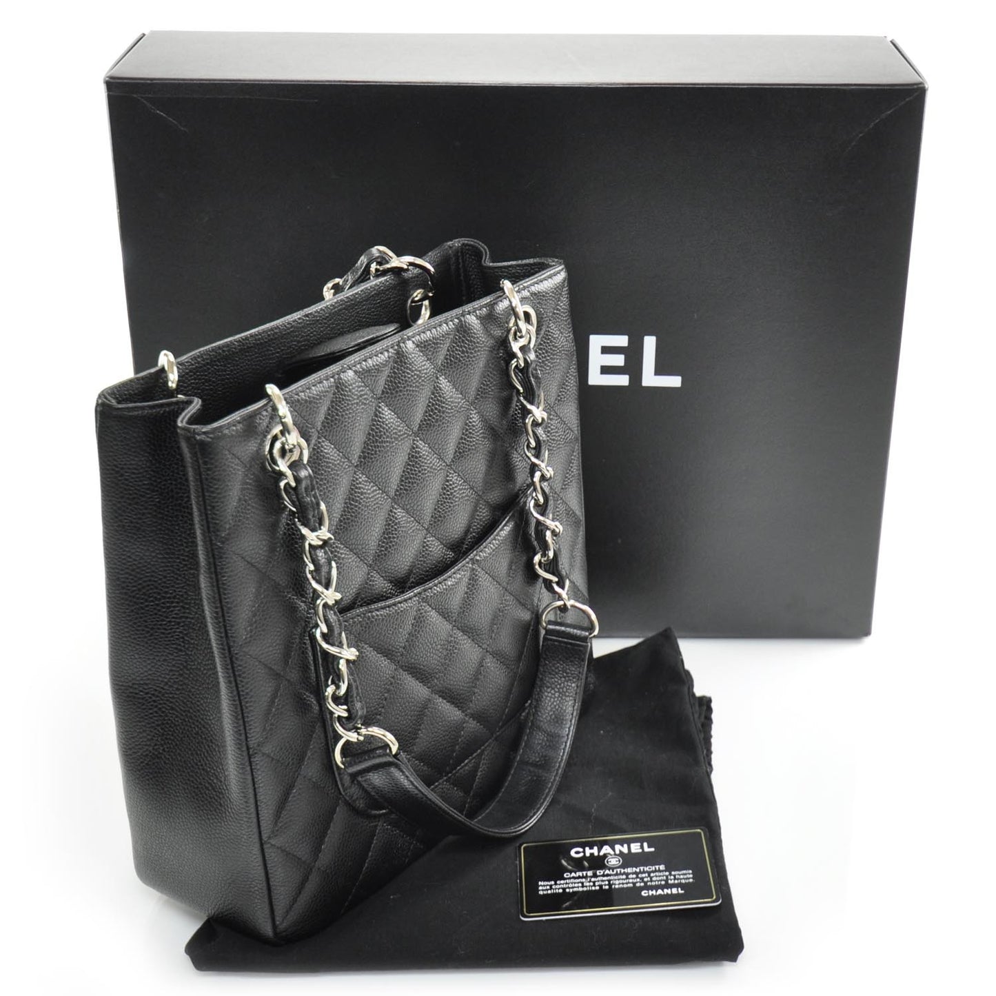 Caviar Petit Shopping Tote PST Black SHW