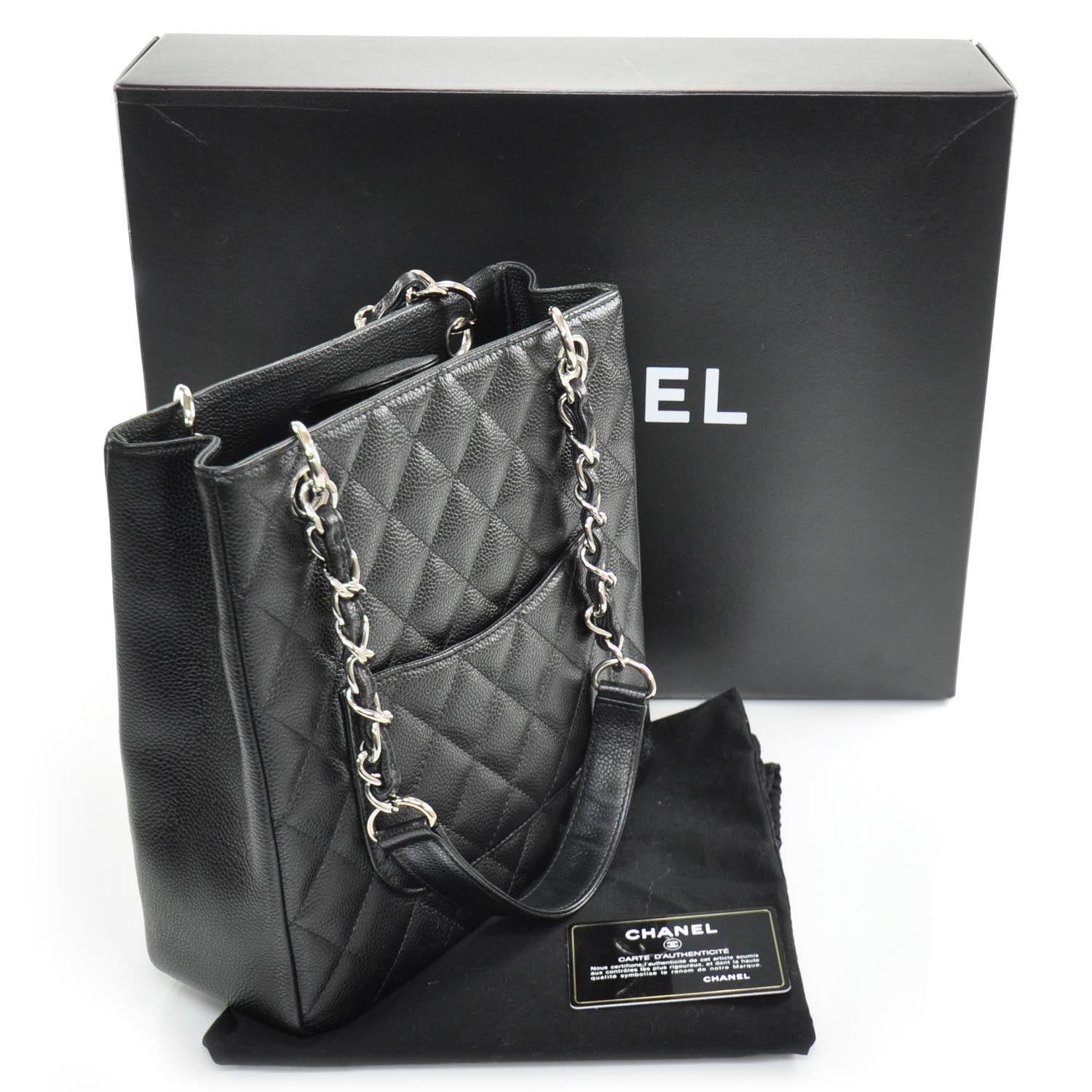 Chanel Caviar Petit Shopping Tote PST Black SHW 3 of 10