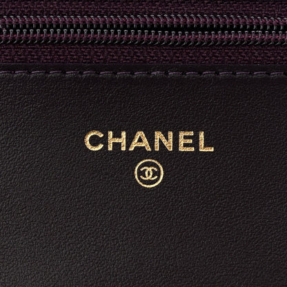 Chanel Caviar Quilted Boy Wallet On Chain WOC Dark Purple 6 of 12