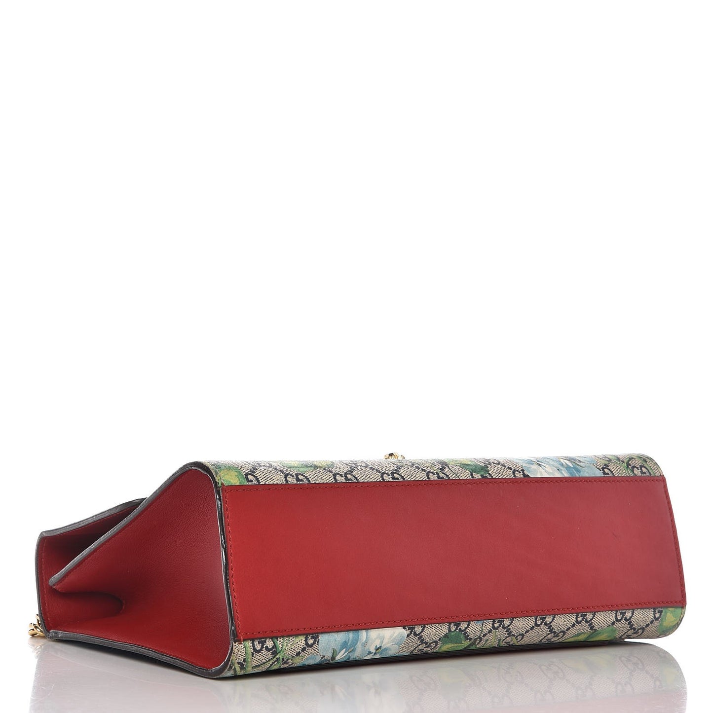 GG Supreme Monogram Blooms Medium Padlock Shoulder Bag Beige Blue Navy Hibiscus Red