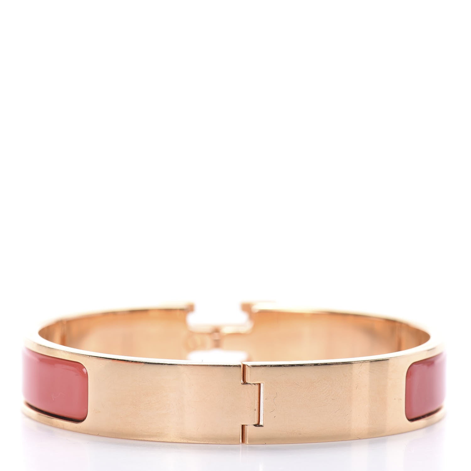 Hermes Narrow Enamel Clic Clac H Bracelet GM Rouge Corail 3 of 4