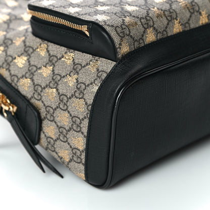 Gucci GG Supreme Monogram Bees Print Small Day Backpack Beige Oro Black 10 of 11