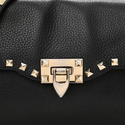 Valentino Garavani Pebbled Calfskin Medium Rockstud Flip Lock Crossbody Bag Black 9 of 11