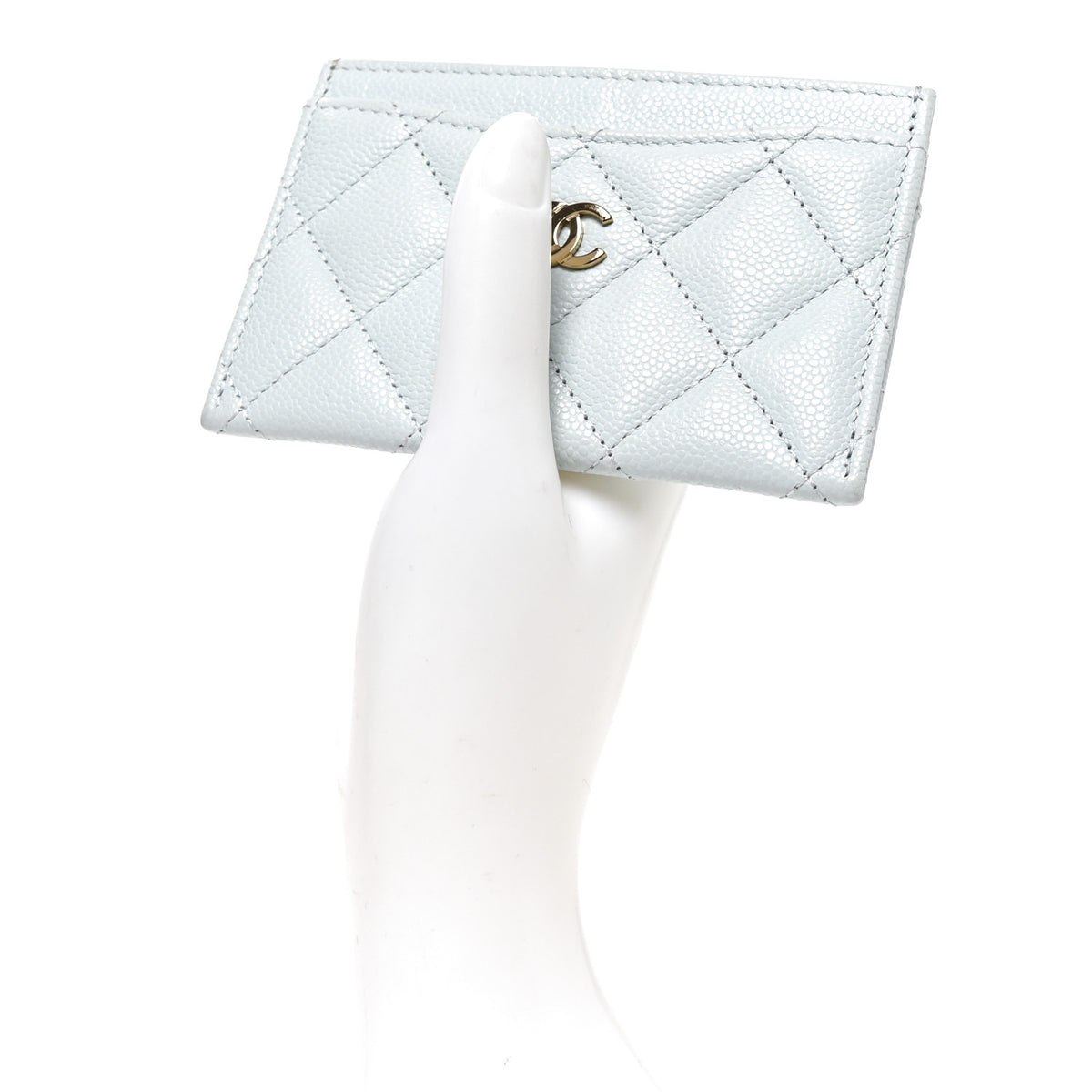 Chanel Caviar Quilted Card Holder Light Blue 2 of 9