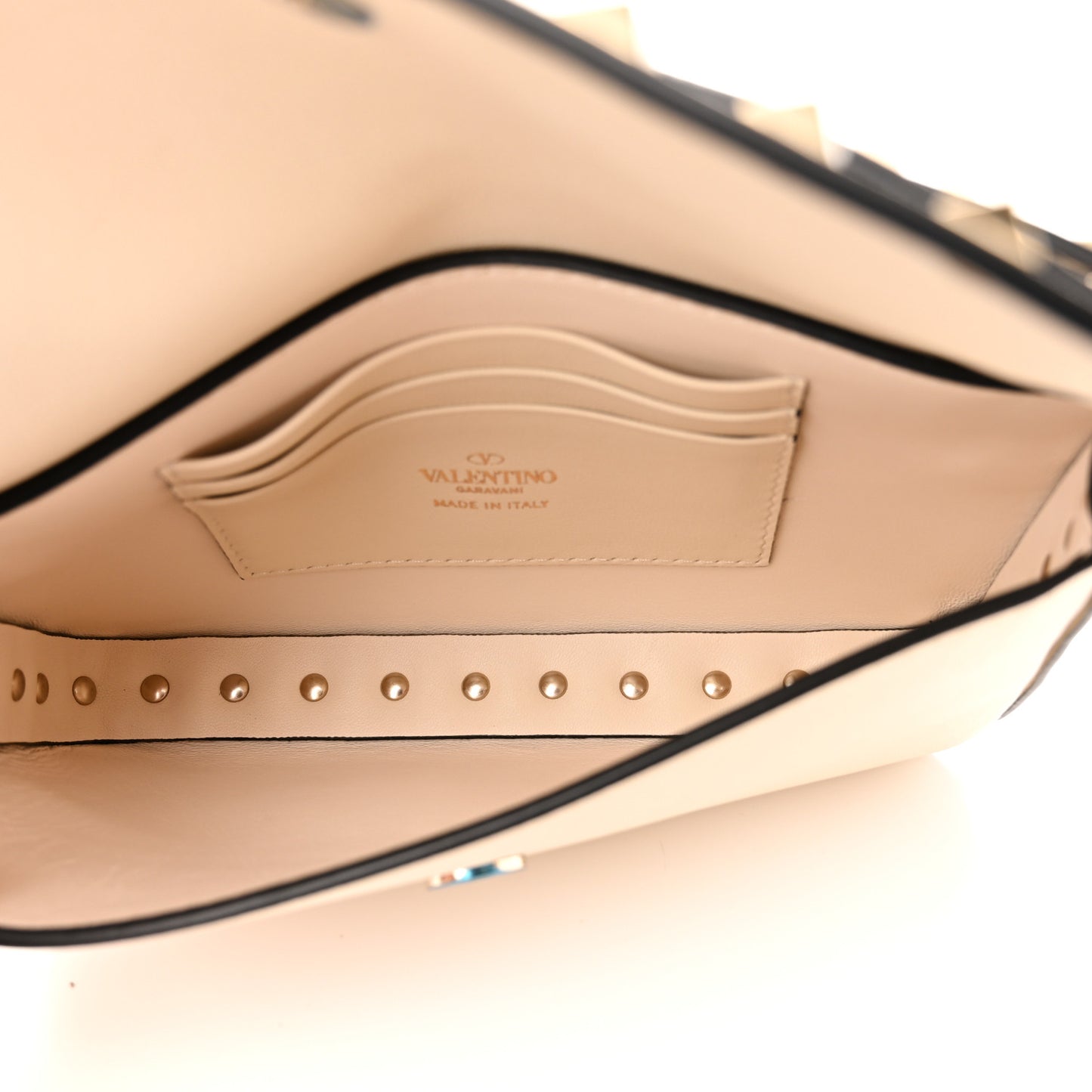 Calfskin Rockstud Crossbody Pouch Light Ivory