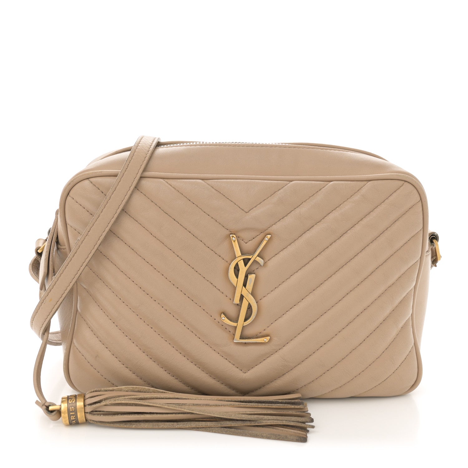 Saint Laurent Calfskin Matelasse Monogram Lou Camera Bag Dark Beige 1 of 17