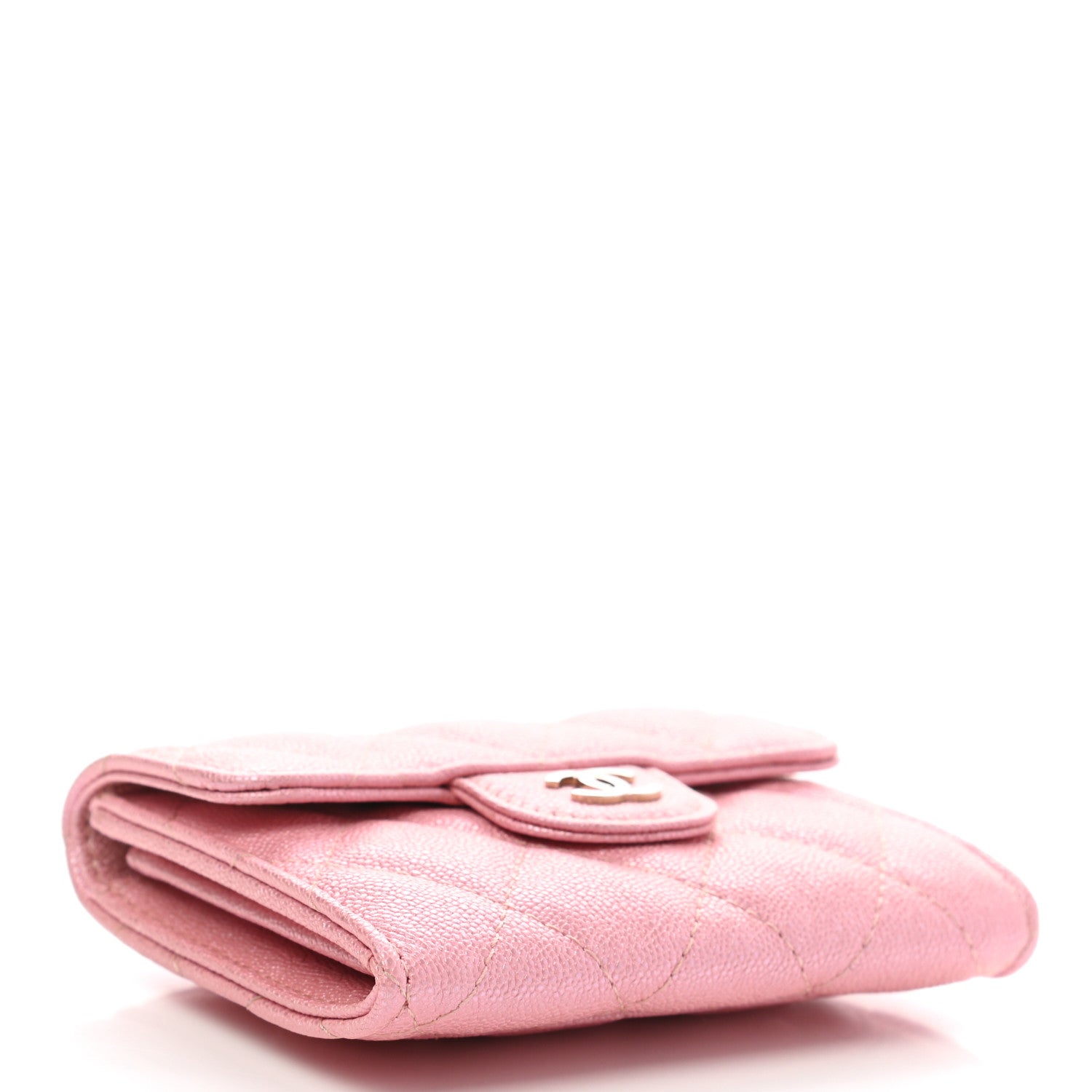 Chanel Iridescent Caviar Quilted Flap Card Holder Wallet Pink 4 of 9