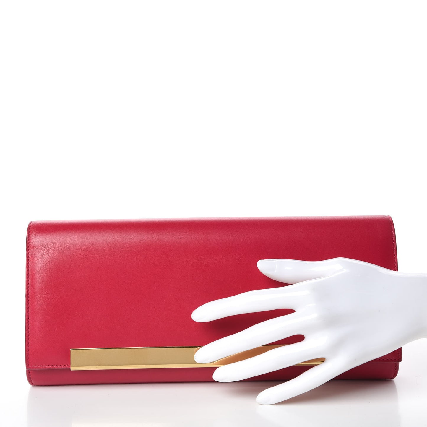 Patent Grain de Poudre Lutetia Flap Clutch Fuchsia