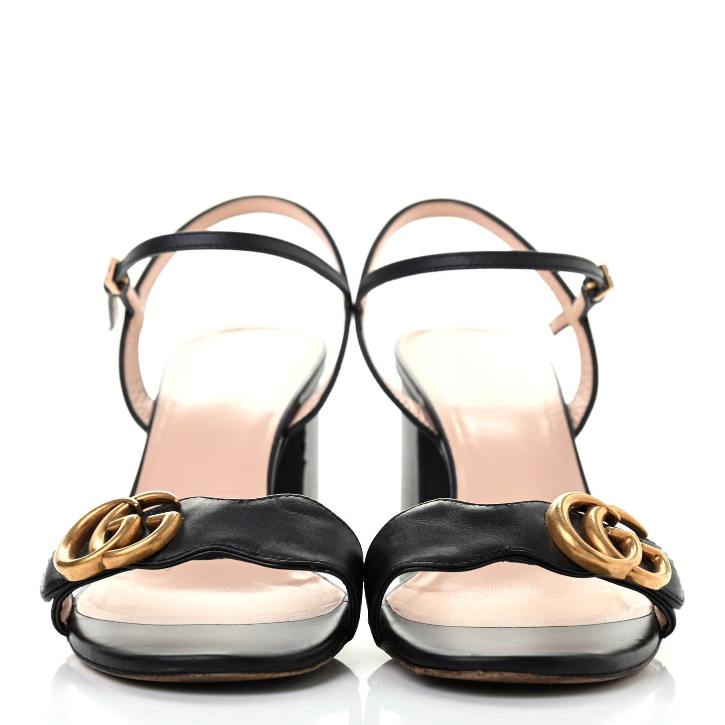 Lifford Calfskin GG Marmont Ankle Wrap 75mm Sandals 38 Black