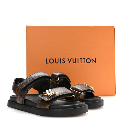 Louis Vuitton Monogram LV Sunset Comfort Flat Sandals 37.5 Cacao Brown 9 of 9